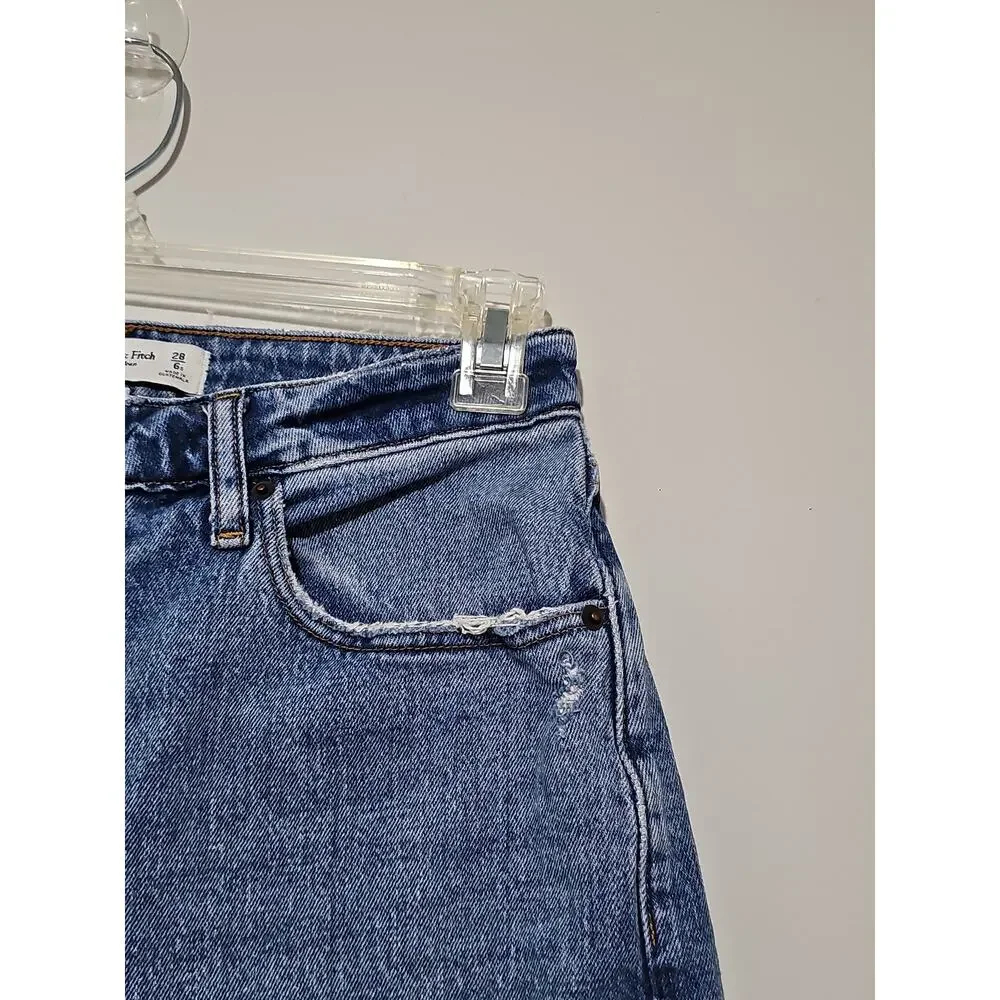 Abercrombie & Fitch 90s Relaxed High Rise Curve Love Womens 28 6S Medium Wash - Picture 6 of 13